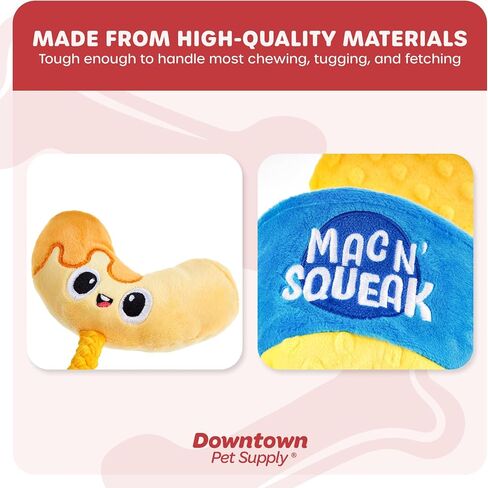 Downtown Pet Supply - Mac and Cheese Plush Toy - Squeaky Dog Toy - Crinkle Dog Toy - Rope Dog Toy - Durable Dog Toys for Small, Medium & Large Dogs - 1 Pack in Kuwait