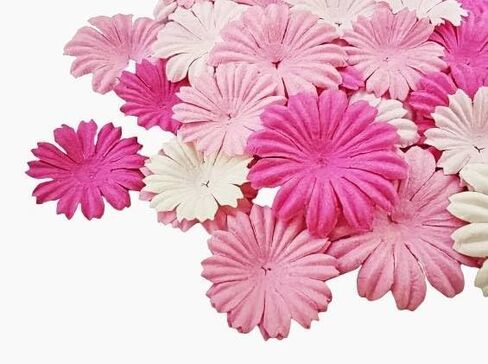 HukDok Daisy Petals Mulberry Paper Flowers Handmade for DIY Crafts Supplies Card Scrapbooking Embellishment,Wedding Supply Accessory (Pastel Colors) in Kuwait