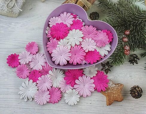 HukDok Daisy Petals Mulberry Paper Flowers Handmade for DIY Crafts Supplies Card Scrapbooking Embellishment,Wedding Supply Accessory (Pastel Colors) in Kuwait