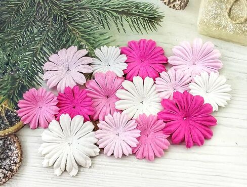HukDok Daisy Petals Mulberry Paper Flowers Handmade for DIY Crafts Supplies Card Scrapbooking Embellishment,Wedding Supply Accessory (Pastel Colors) in Kuwait