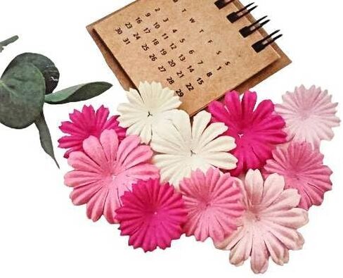 HukDok Daisy Petals Mulberry Paper Flowers Handmade for DIY Crafts Supplies Card Scrapbooking Embellishment,Wedding Supply Accessory (Pastel Colors) in Kuwait