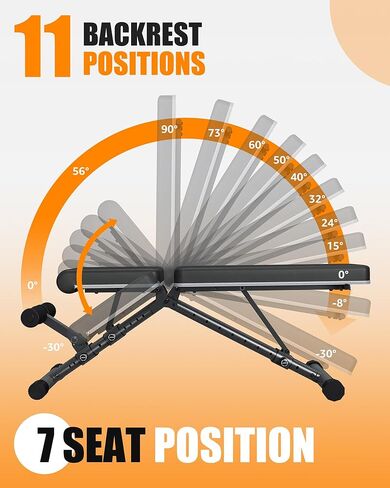 مقعد رفع الأثقال قابل للطي - مقعد قابل للتعديل لتمرين الجسم بالكامل، تصميم مسند ظهر منتصب بالكامل، مقعد مائل متعدد الأغراض - إصدار 2024 باللون الأسود in Kuwait