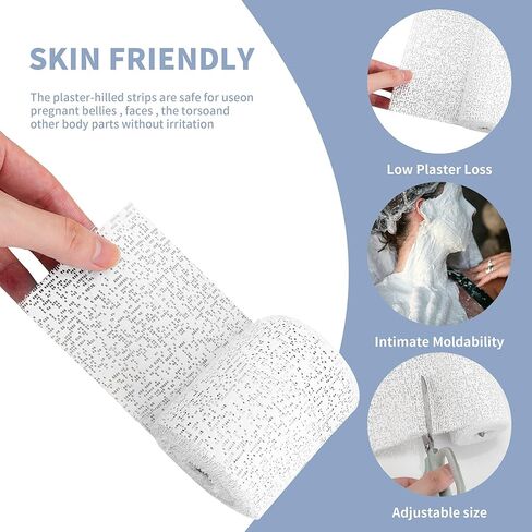 12 لفة من شرائط الجص، ضمادات شاش الجص، لفافات لف الجص من القماش من أجل الحرف اليدوية اليدوية اليدوية، قالب البطن، قوالب الجسم، صناعة الأقنعة، فن المناظر الطبيعية، 6 × 106 بوصة in Kuwait