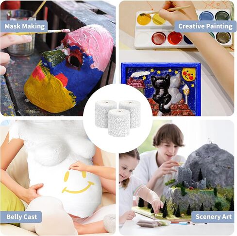 12 لفة من شرائط الجص، ضمادات شاش الجص، لفافات لف الجص من القماش من أجل الحرف اليدوية اليدوية اليدوية، قالب البطن، قوالب الجسم، صناعة الأقنعة، فن المناظر الطبيعية، 6 × 106 بوصة in Kuwait