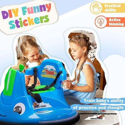 TOBBI Toddlers Bumper Car, 12v Baby Electric Ride On Snail Shape Toy with Remote Control/Children DIY Funny Stickers/360 Degree Spin for Kids of Ages 1.5-9 (Purper) in Kuwait