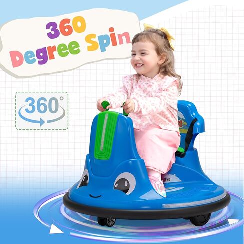 TOBBI Toddlers Bumper Car, 12v Baby Electric Ride On Snail Shape Toy with Remote Control/Children DIY Funny Stickers/360 Degree Spin for Kids of Ages 1.5-9 (Purper) in Kuwait