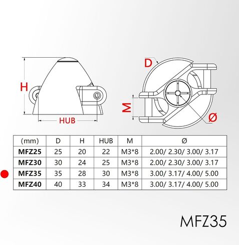 Metal Folding Propeller Spinner 25mm/30mm/35mm/40mm Z-Shaped w/Different Motor Shaft Diameter 3.0/3.17/4.0/5.0 for F5K F5J P5B Airplane RC Glider (MFZ35) in Kuwait