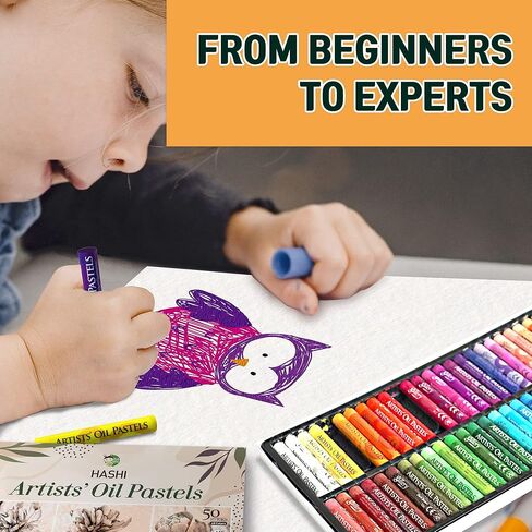مجموعة ألوان الباستيل الزيتية الناعمة HA SHI (50 عصا، 48 لونًا) لوازم فنية للفنانين، عصا الرسم الزيتي للمعرض، مجموعة الفصل الدراسي، أقلام تلوين زيتية احترافية، مثالية للفنانين المحترفين in Kuwait