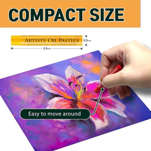 مجموعة ألوان الباستيل الزيتية الناعمة HA SHI (50 عصا، 48 لونًا) لوازم فنية للفنانين، عصا الرسم الزيتي للمعرض، مجموعة الفصل الدراسي، أقلام تلوين زيتية احترافية، مثالية للفنانين المحترفين in Kuwait