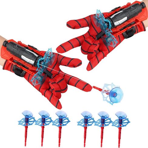 لعبة Spider Gloves Man Web Shooter، لعبة سبايدر كيدز البلاستيكية للعب الأدوار، قفاز إطلاق أفلام رائع مع مجموعة ألعاب المعصم، ألعاب تعليمية مضحكة لتزيين الأطفال (أحمر) in Kuwait