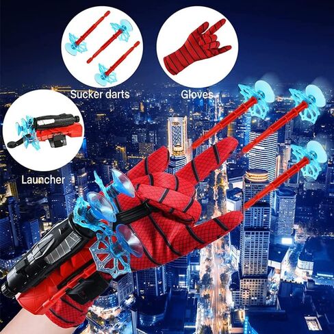 لعبة Spider Gloves Man Web Shooter، لعبة سبايدر كيدز البلاستيكية للعب الأدوار، قفاز إطلاق أفلام رائع مع مجموعة ألعاب المعصم، ألعاب تعليمية مضحكة لتزيين الأطفال (أحمر) in Kuwait