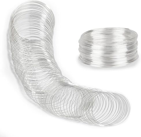 100 Loop Memory Wire for Bracelet Making, Memory Wire for Jewelry Making, Bracelet Wire for Beads, Memory Steel Wire Silver Jewelry Memory Beading Wire for DIY Crafts Making in Saudi Arabia