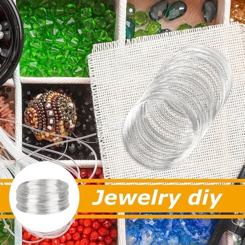 100 Loop Memory Wire for Bracelet Making, Memory Wire for Jewelry Making, Bracelet Wire for Beads, Memory Steel Wire Silver Jewelry Memory Beading Wire for DIY Crafts Making in Saudi Arabia
