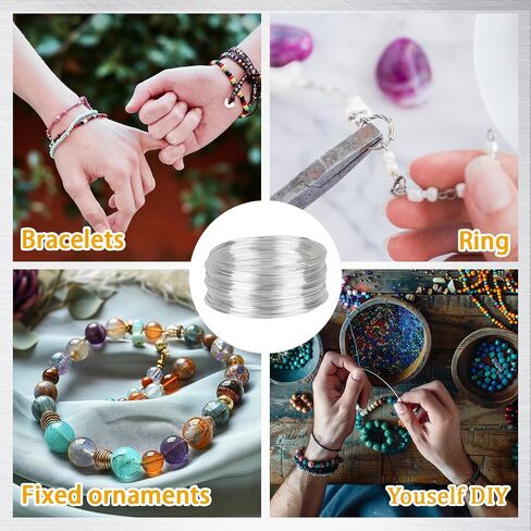 100 Loop Memory Wire for Bracelet Making, Memory Wire for Jewelry Making, Bracelet Wire for Beads, Memory Steel Wire Silver Jewelry Memory Beading Wire for DIY Crafts Making in Saudi Arabia