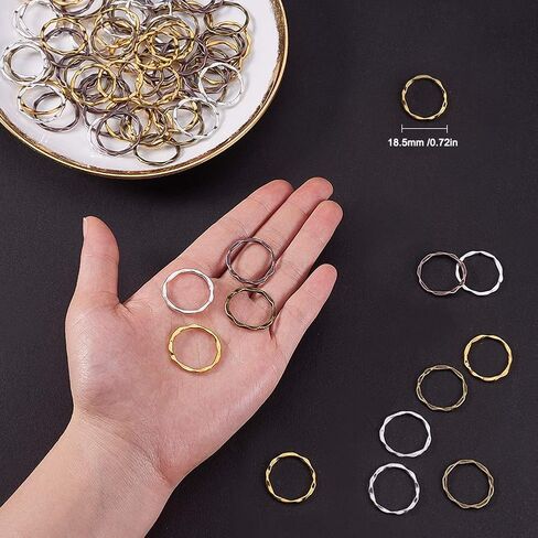 PH PandaHall 200pcs 4 Colors Alloy Linking Rings Tibetan Style Circle Frames Charms Links Jewelry Connectors for Necklaces Bracelets Jewelry Dangle Earring Making in Saudi Arabia