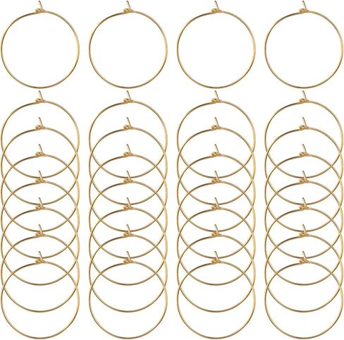 BronaGrand 100 Pieces Gold Wine Glass Charm Rings Earring Hoops 25mm in Saudi Arabia