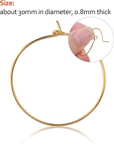 BronaGrand 100 Pieces Gold Wine Glass Charm Rings Earring Hoops 25mm in Saudi Arabia