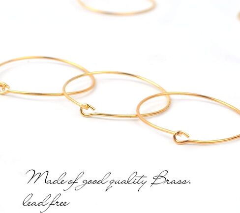 BronaGrand 100 Pieces Gold Wine Glass Charm Rings Earring Hoops 25mm in Saudi Arabia
