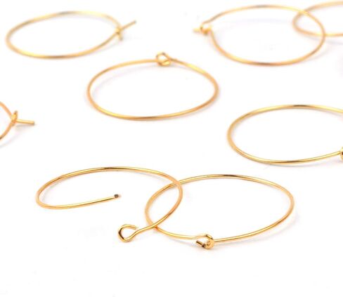 BronaGrand 100 Pieces Gold Wine Glass Charm Rings Earring Hoops 25mm in Saudi Arabia