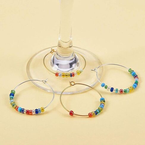 BronaGrand 100 Pieces Gold Wine Glass Charm Rings Earring Hoops 25mm in Saudi Arabia