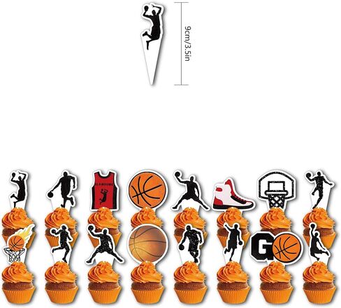 32Pcs Basketball Cupcake Toppers Star Players Basketball Backboard Slam Dunk Basketball Apparel Cupcake Picks for Baby Shower Kids Basketball Theme Birthday Party Decorations Supplies in Saudi Arabia