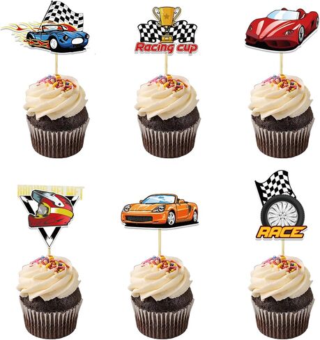 24 Pcs Truck Car Cupcake Toppers Truck Car Theme Birthday Party Supplies Baby Shower Party Boys Girls Truck Car Decorations Supplies ﻿ in Kuwait