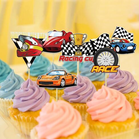 24 Pcs Truck Car Cupcake Toppers Truck Car Theme Birthday Party Supplies Baby Shower Party Boys Girls Truck Car Decorations Supplies ﻿ in Kuwait