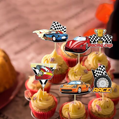 24 Pcs Truck Car Cupcake Toppers Truck Car Theme Birthday Party Supplies Baby Shower Party Boys Girls Truck Car Decorations Supplies ﻿ in Kuwait