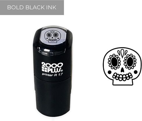 Sugar Skull Stamp / 2000 Plus Self Inking Teacher Stamper / 9/16" Candy Skull Halloween Black Imprint/Planner Worksheet Stamp in Saudi Arabia