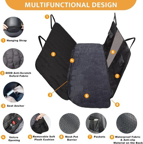 Back Seat Extender for Dogs - Waterproof Backseat Extender for Dogs - Pet Liner Set for Tesla Model 3/S - Suitable for All Sedan (1 Pack Dog Car Seat Cover + 2 Pack Door Protector) in Saudi Arabia