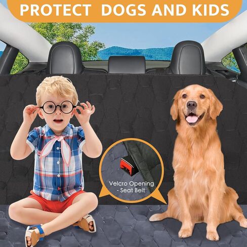 Back Seat Extender for Dogs - Waterproof Backseat Extender for Dogs - Pet Liner Set for Tesla Model 3/S - Suitable for All Sedan (1 Pack Dog Car Seat Cover + 2 Pack Door Protector) in Saudi Arabia