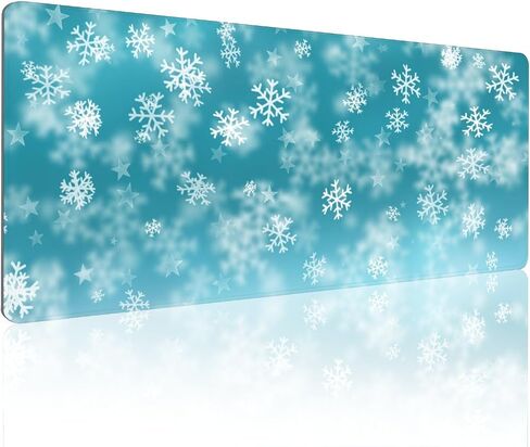 Christmas Gaming Mouse Pad,XL Snowflake Xmas Extended Large Mat Mousepad Desk Pad Rubber Base Stitched Edge Winter Holiday Long Keyboard Pad for Computer, 31.5X 11.8 Inch in Saudi Arabia