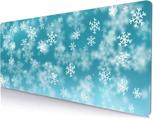 Christmas Gaming Mouse Pad,XL Snowflake Xmas Extended Large Mat Mousepad Desk Pad Rubber Base Stitched Edge Winter Holiday Long Keyboard Pad for Computer, 31.5X 11.8 Inch in Saudi Arabia