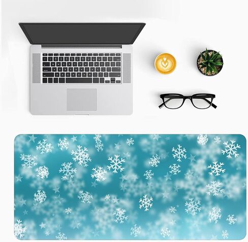 Christmas Gaming Mouse Pad,XL Snowflake Xmas Extended Large Mat Mousepad Desk Pad Rubber Base Stitched Edge Winter Holiday Long Keyboard Pad for Computer, 31.5X 11.8 Inch in Saudi Arabia