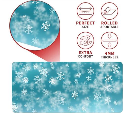 Christmas Gaming Mouse Pad,XL Snowflake Xmas Extended Large Mat Mousepad Desk Pad Rubber Base Stitched Edge Winter Holiday Long Keyboard Pad for Computer, 31.5X 11.8 Inch in Saudi Arabia
