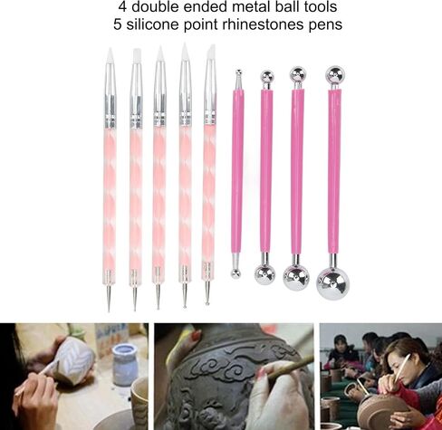 9Pcs Dotting Tools,Clay Sculpting Tools Embossing Ball Set Tracing Pens DIY Clay Indentation Tool for Rock Painting, Pottery Clay Modeling Embossing Nail Art in Saudi Arabia