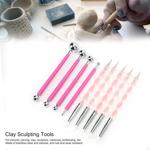 9Pcs Dotting Tools,Clay Sculpting Tools Embossing Ball Set Tracing Pens DIY Clay Indentation Tool for Rock Painting, Pottery Clay Modeling Embossing Nail Art in Saudi Arabia