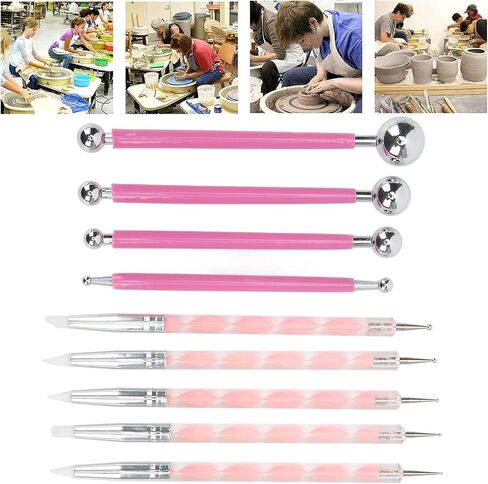 9Pcs Dotting Tools,Clay Sculpting Tools Embossing Ball Set Tracing Pens DIY Clay Indentation Tool for Rock Painting, Pottery Clay Modeling Embossing Nail Art in Saudi Arabia