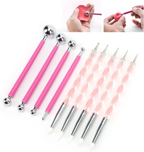 9Pcs Dotting Tools,Clay Sculpting Tools Embossing Ball Set Tracing Pens DIY Clay Indentation Tool for Rock Painting, Pottery Clay Modeling Embossing Nail Art in Saudi Arabia
