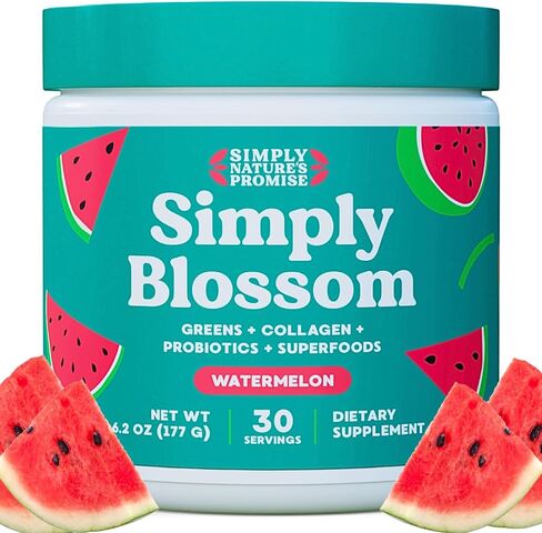 Simply Nature's Promise Blossom Nutrition Daily Greens & Superfood Powder + Collagen + Probiotics for Women's Digestive Health & Bloating Relief. Help Your Health Bloom - 2 Month Supply in Saudi Arabia