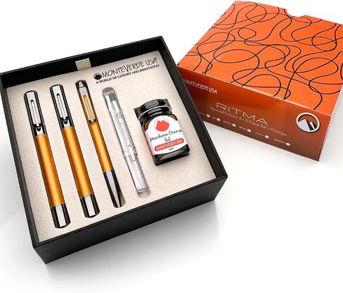 Monteverde USA Ritma Special Edition 2023 3+2 Piece Set (Anodized Orange) - Broad Nib - Luxury Case, an ideal gift suits business and special occasions in Saudi Arabia