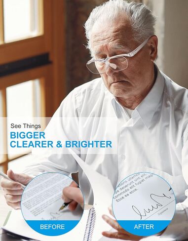 OKH 160% Magnifying Glasses, Flip Up Down Lens, Hands-Free Magnifier Eyeglasses for Close Work, Reading, Sewing, Jewelry Making, Craft, Hobby, Painting in Kuwait