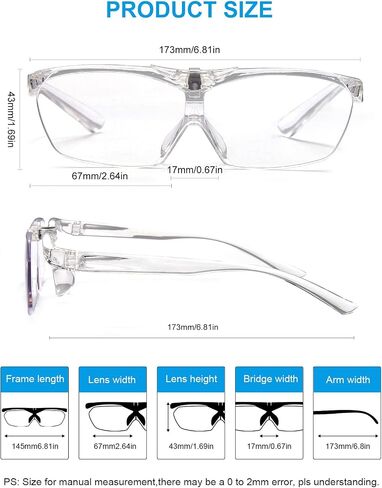 OKH 160% Magnifying Glasses, Flip Up Down Lens, Hands-Free Magnifier Eyeglasses for Close Work, Reading, Sewing, Jewelry Making, Craft, Hobby, Painting in Kuwait