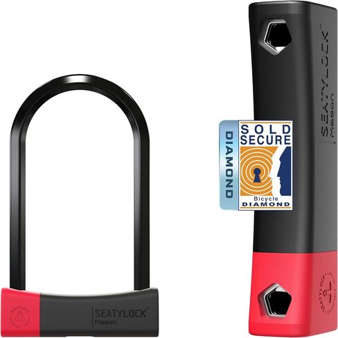 SeatyLock Mason Bike U Lock - Patented Heavy Duty Anti Theft Diamond Security Bicycle Lock - Super Wide Safety Master Tool ULock with Keys for Electric Bikes Scooters and Motorcycles (8.66 Inch) in Saudi Arabia