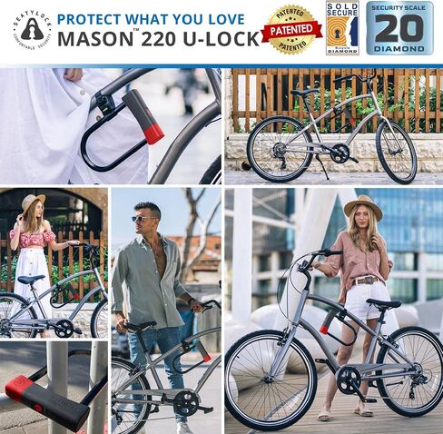 SeatyLock Mason Bike U Lock - Patented Heavy Duty Anti Theft Diamond Security Bicycle Lock - Super Wide Safety Master Tool ULock with Keys for Electric Bikes Scooters and Motorcycles (8.66 Inch) in Saudi Arabia