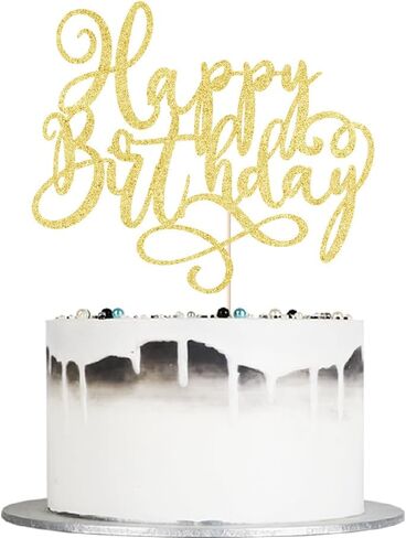 1 PCS Happy Birthday Cake Topper Birthday Party Supplies for Anniversary Celebrating Happy Birthday Party Cake Decorations Supplies (gold) in Kuwait