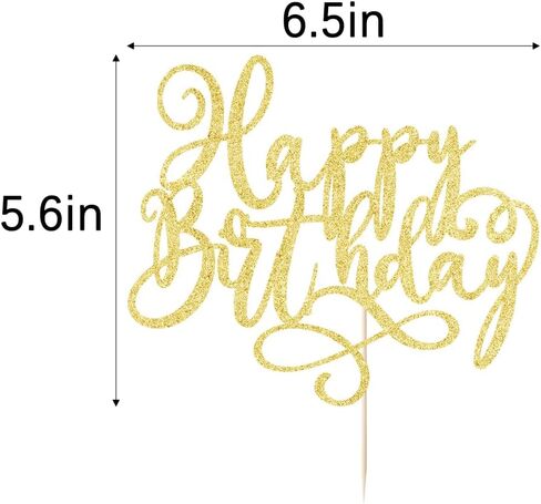 1 PCS Happy Birthday Cake Topper Birthday Party Supplies for Anniversary Celebrating Happy Birthday Party Cake Decorations Supplies (gold) in Kuwait