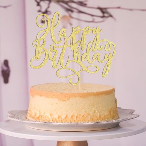 1 PCS Happy Birthday Cake Topper Birthday Party Supplies for Anniversary Celebrating Happy Birthday Party Cake Decorations Supplies (gold) in Kuwait