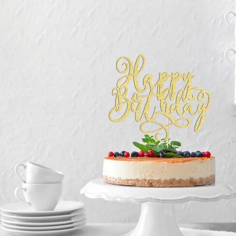 1 PCS Happy Birthday Cake Topper Birthday Party Supplies for Anniversary Celebrating Happy Birthday Party Cake Decorations Supplies (gold) in Kuwait