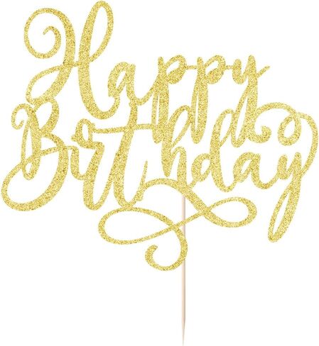 1 PCS Happy Birthday Cake Topper Birthday Party Supplies for Anniversary Celebrating Happy Birthday Party Cake Decorations Supplies (gold) in Kuwait